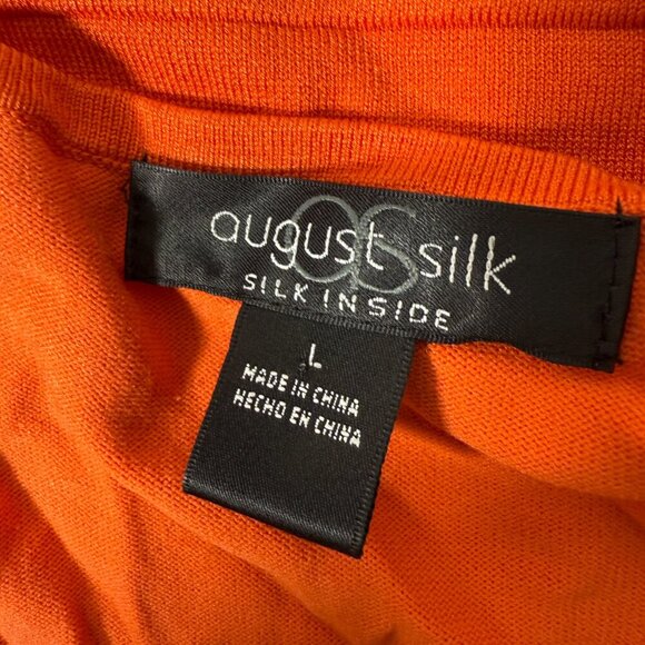 AUGUST SILK Silk Inside SWEATER TANK VEST Orange SZ LG - Picture 2 of 5